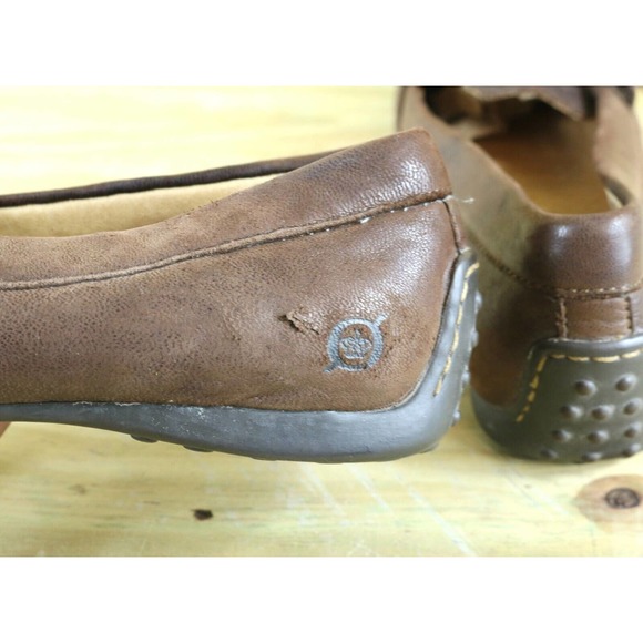 Born 39 Loafers Women's 8 Brown Leather Buckle Driving Moccasins Sips Ons Flats - Picture 4 of 9